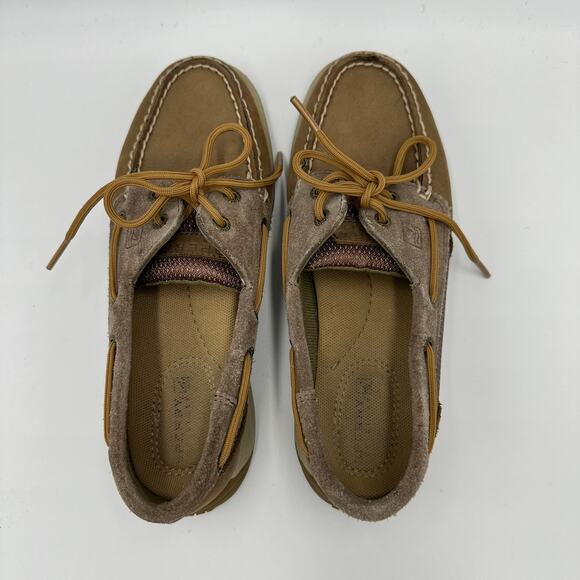 Sperry Top Sider Intrepid Glitter Leather Tan Boat Shoes Womens Size 5M STS92459 - Picture 6 of 16